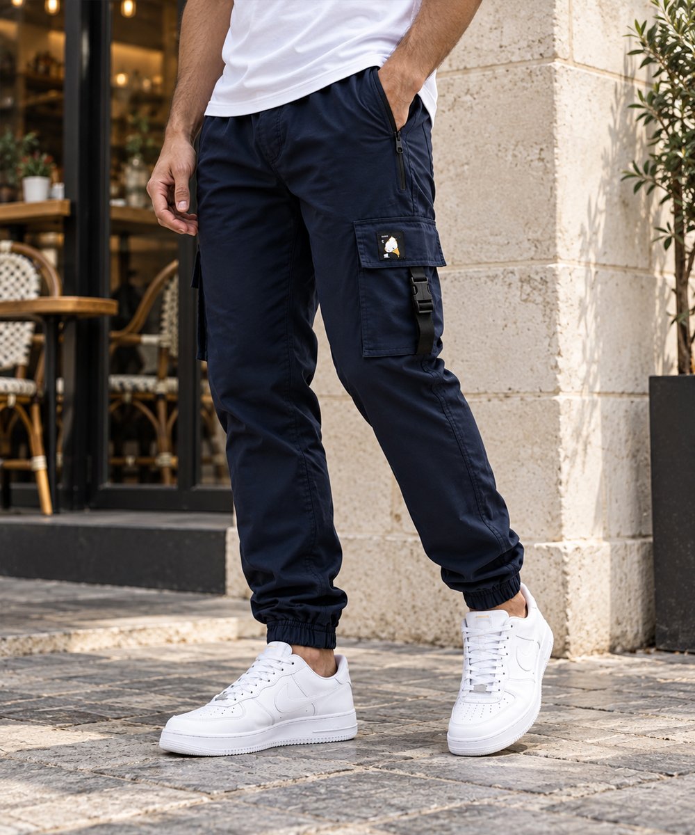 Navy cargo trousers